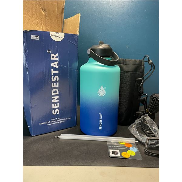 Lot of 1 Sendestar Double Wall Stainless Steel Insulated Water Bottle - 1.8L (64oz) - Blue