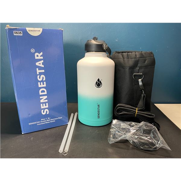 Lot of 1 Sendestar Double Wall Stainless Steel Insulated Water Bottle - 1.8L (64oz) (White/Tiffany)