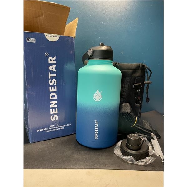 Lot of 1 Sendestar Double Wall Stainless Steel Insulated Water Bottle - 1.8L (64oz) - Blue Ombre
