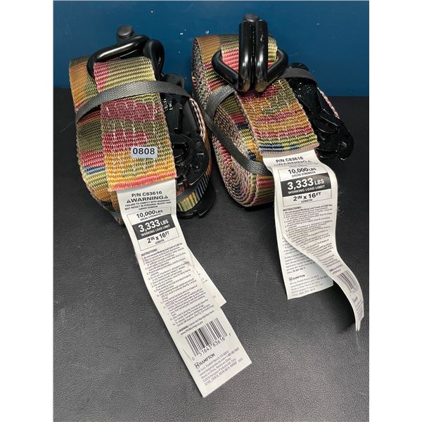Lot of 2 Ratchet Straps - 2in x 16FT Length Each - Brand New!