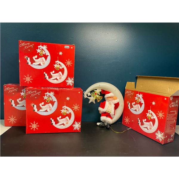 Lot of 4 Hanging Santa Light-Up Ornaments/Decor Pieces - Battery Operated