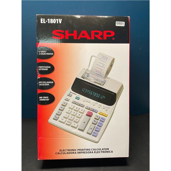 Lot of 1 SHARP EL-1801V Two-Color 12-Digit Printing Calculator - Brand New!