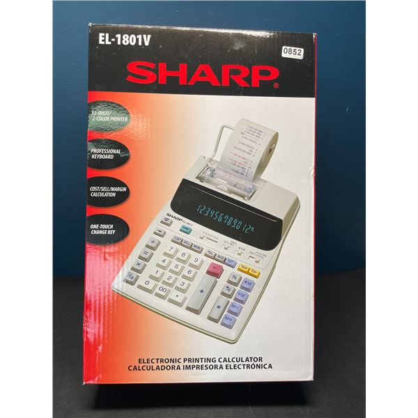 Lot of 1 SHARP EL-1801V Two-Color 12-Digit Printing Calculator - Brand New!