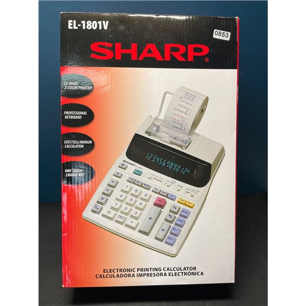 Lot of 1 SHARP EL-1801V Two-Color 12-Digit Printing Calculator - Brand New!