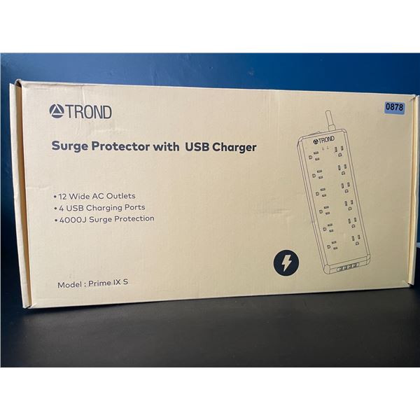 Lot of 1 Trond Prime Power Bar/Surge Protector w/ Multiple Outlets (12) & 4 USB Ports - Brand New!
