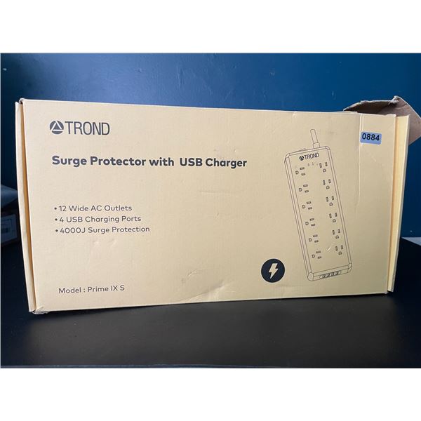 Lot of 1 Trond Prime Power Bar/Surge Protector w/ Multiple Outlets (12) & 4 USB Ports - Brand New!