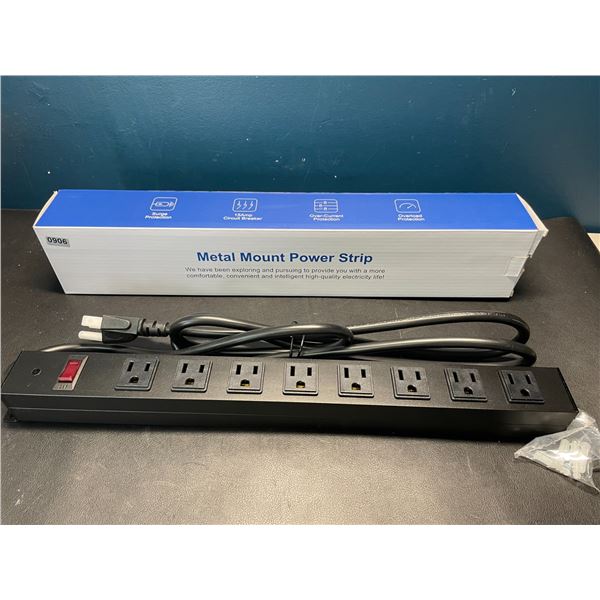 Lot of 1 Metal Mount 8-Outlet Power Strip Surge Protector w/ 6Ft Cord - Brand New!
