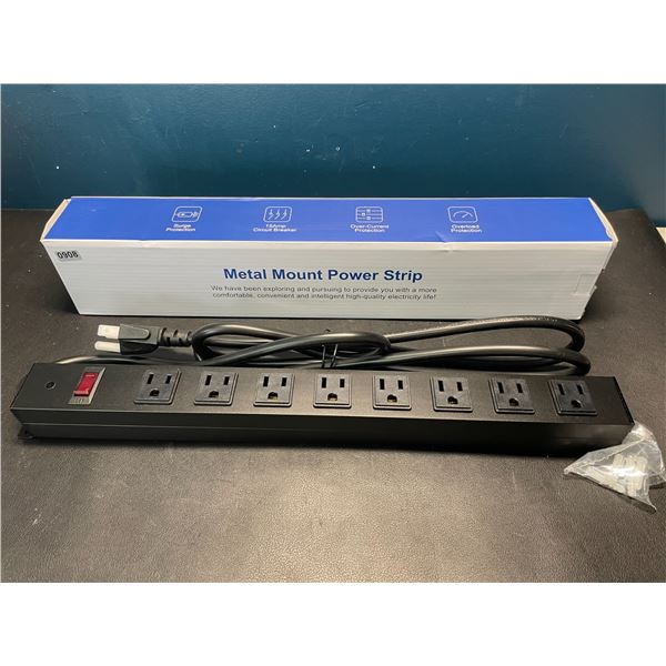 Lot of 1 Metal Mount 8-Outlet Power Strip Surge Protector w/ 6Ft Cord - Brand New!