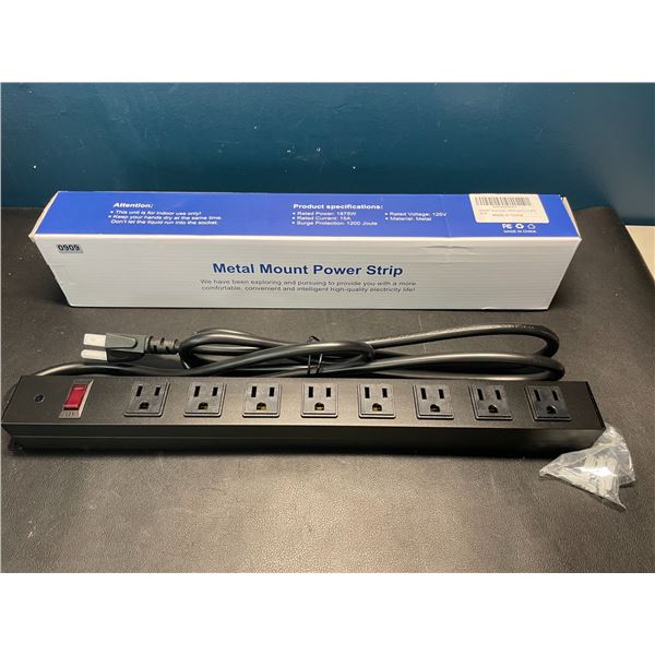 Lot of 1 Metal Mount 8-Outlet Power Strip Surge Protector w/ 6Ft Cord - Brand New!