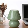 Image 1 : Lot of 1 BSOD Glass Mushroom lamp - Bedside Table Lamp - Striped Green - Brand New!
