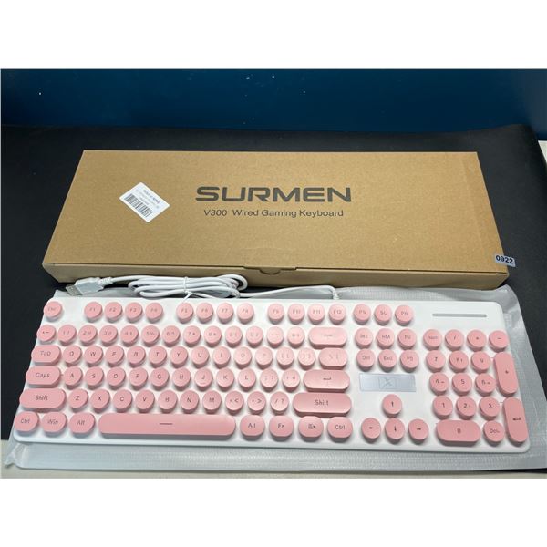 Lot of 1 Surmen V300 Wired Gaming Keyboard - Pink - Brand New!