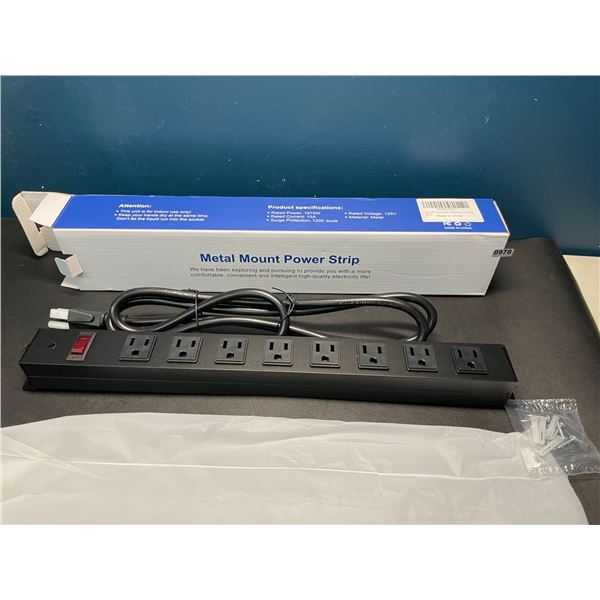 Lot of 1 Metal Mount 12-Outlet Power Strip/Surge Protector w/ 4 USB Ports & 6FT Cord - Brand New!