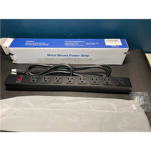 Lot of 1 Metal Mount 12-Outlet Power Strip/Surge Protector w/ 4 USB Ports & 6FT Cord - Brand New!