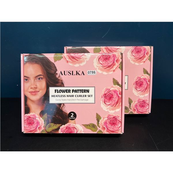Lot of 2 Auslka Heatless Hair Curler Sets