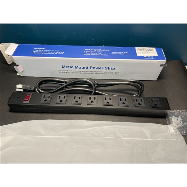 Lot of 1 Metal Mount 12-Outlet Power Strip/Surge Protector w/ 4 USB Ports & 6FT Cord - Brand New!
