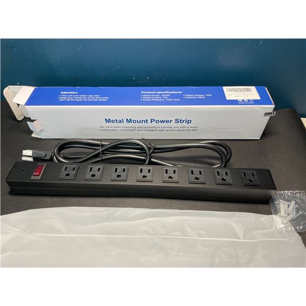 Lot of 1 Metal Mount 12-Outlet Power Strip/Surge Protector w/ 4 USB Ports & 6FT Cord - Brand New!