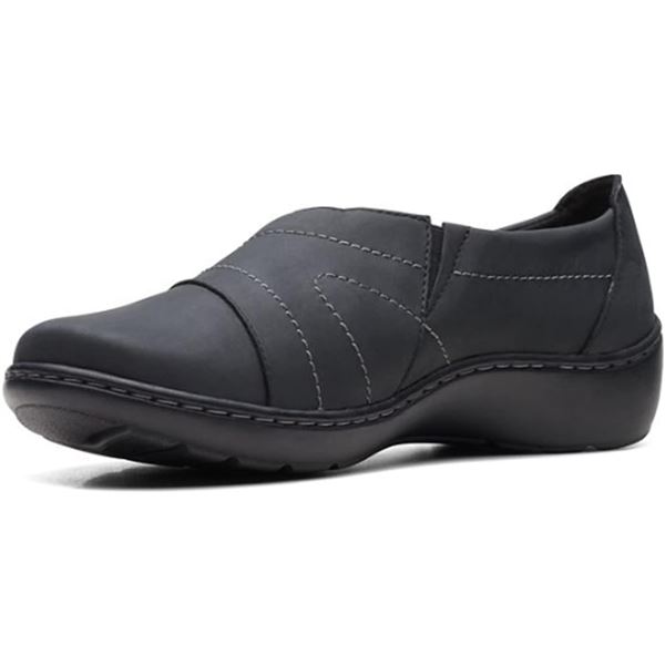 Lot of 1 Pair of Clarks Cora Edge Slip-On Shoes - Black Leather - Size 9