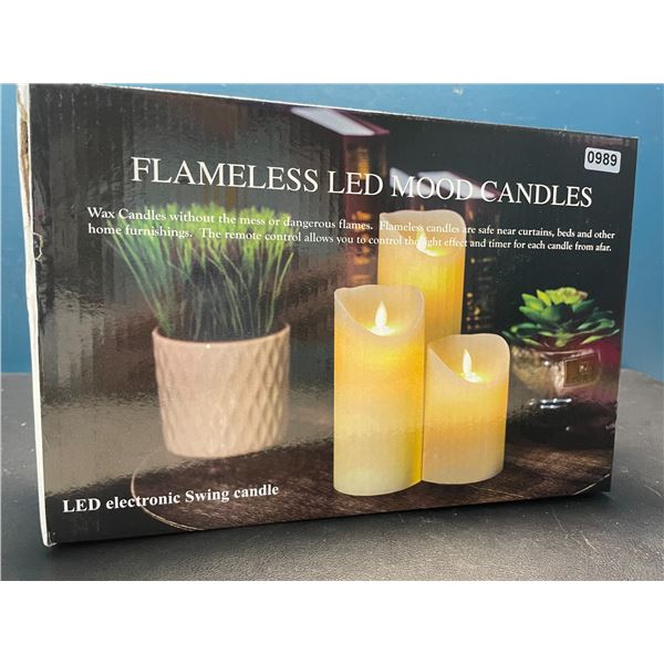 Lot of 1 Box of LED Flameless Candles w/ Remote Control - 3 Candles Included