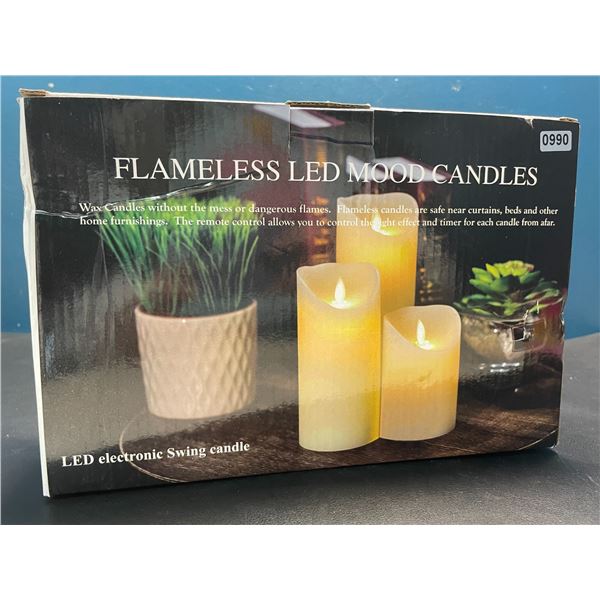 Lot of 1 Box of LED Flameless Candles w/ Remote Control - 3 Candles Included