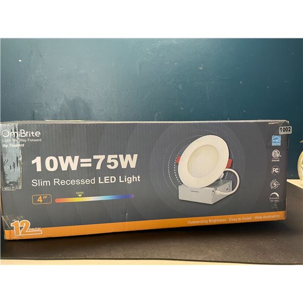 Lot of 1 Box of Slim Recessed 4inch LED Lights - 12 Lights Included - New Sealed!