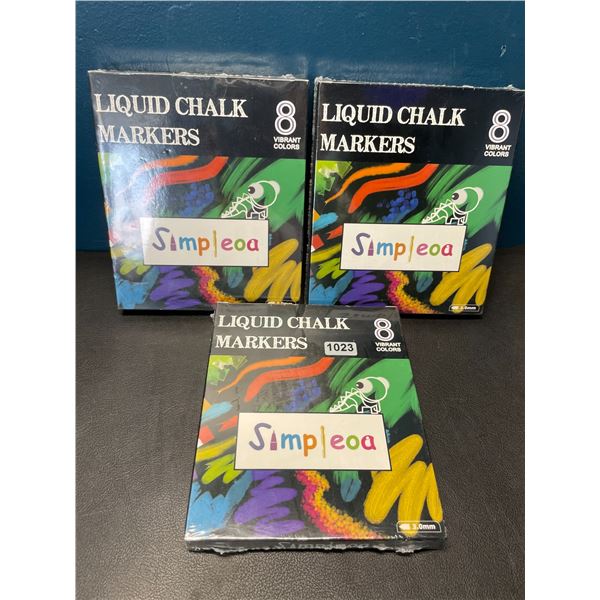 Lot of 3 Packs of Liquid Chalk Markers - 8PCS per pack/24 Total