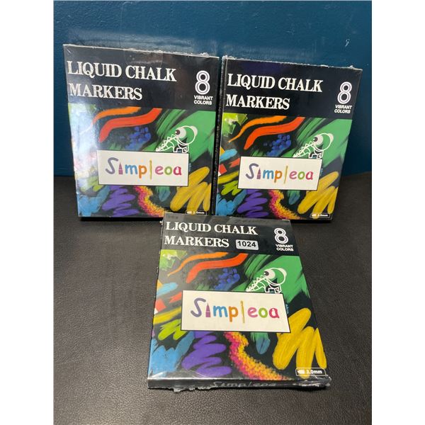 Lot of 3 Packs of Liquid Chalk Markers - 8PCS per pack/24 Total