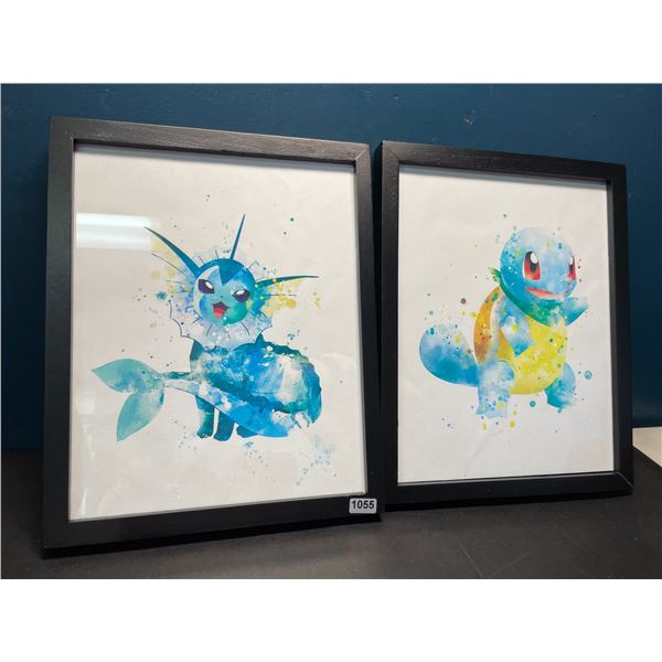 Lot of 2 Pokemon Framed Art Pieces - Vaporeon & Squirtle