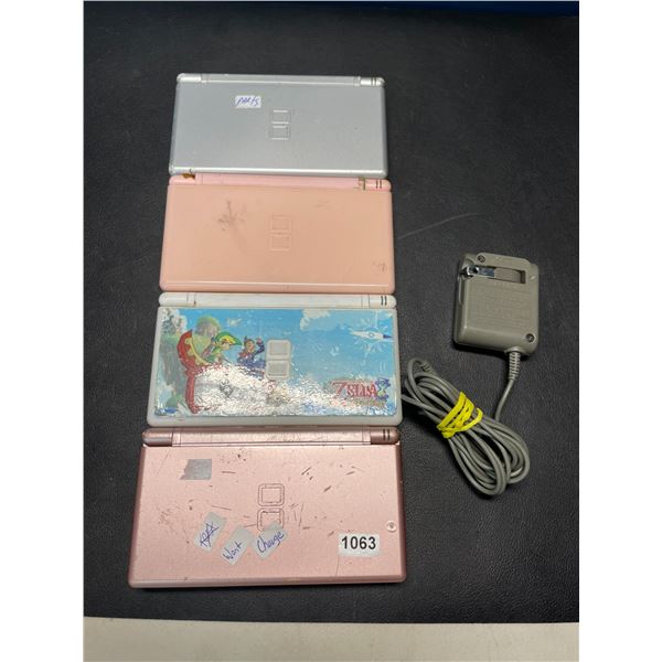 Lot of 4 Assorted Nintendo DS's with Charger - Used - For Parts/Repair
