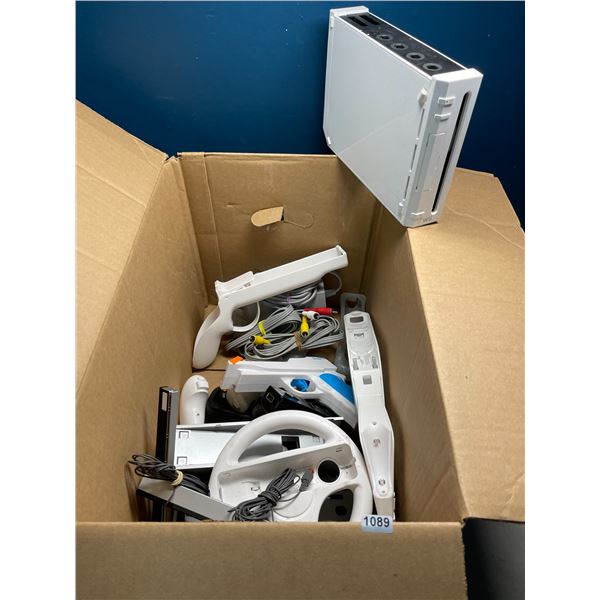 Lot of 1 Nintendo Wii Console with Box of Assorted Cords/Accessories - Used