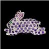 Image 1 : Natural Amethyst Emerald Rhodolite Rabbit Brooch