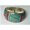 Image 1 : Natural Tibet Hand Made Coral & Turquoise Wide Bangle