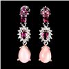 Image 2 : Natural Ethiopian Pink Opal  & White Topaz Earrings