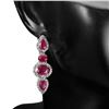 Image 1 : Natural Pigeon Blood Red Ruby White Topaz Earrings