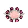 Image 1 : Natural Ethiopian Pink Opal Rhodolite White Topaz Ring