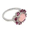 Image 2 : Natural Ethiopian Pink Opal Rhodolite White Topaz Ring