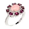 Image 3 : Natural Ethiopian Pink Opal Rhodolite White Topaz Ring