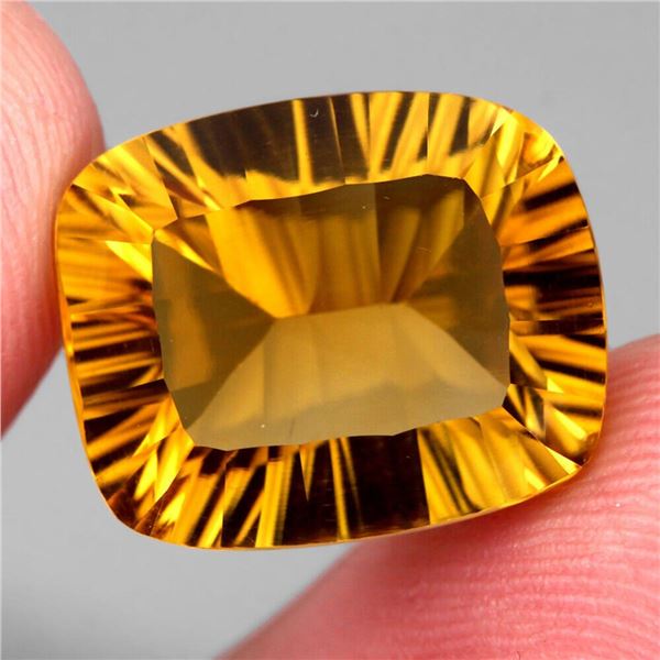 Natural Concave Cut Yellow Citrine 14.04 Cts - VVS