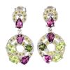 Image 1 : Natural Rhodolite  Peridot Sapphire Earrings