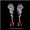 Image 1 : Natural Pigeon Blood Ruby Opal Tanzanite Earrings