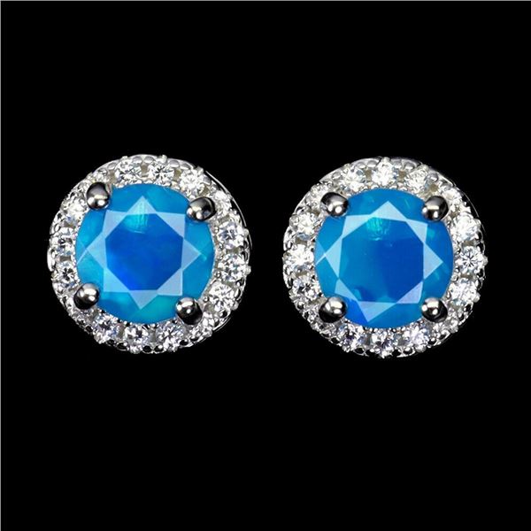 Natural Ethopian Blue Fire Opal EarRings