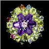 Image 1 : Natural  Amethyst  Peridot Tourmaline Ring