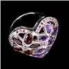 Image 3 : Natural Mozambique Garnet Peridot Multigemstones Heart Ring