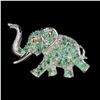 Image 1 : Natural Colombian Emerald Elephant Brooch