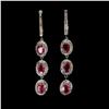 Image 1 : Natural Pigeon Blood Red Ruby & Sapphire Earrings