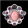 Image 1 : Natural Ethiopian Pink Opal Rhodolite Garnet Ring