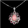 Image 1 : Natural Unheated Oval Pink Opal & Rhodolite Garnet Necklace