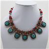 Image 1 : Tibet Hand Made Natural Turquoise & Coral Necklace