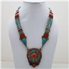 Image 1 : Tibet Hand Made Natural Turquoise & Coral Necklace