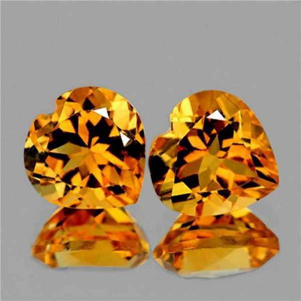 NATURAL GOLDEN YELLOW CITRINE Heart Pair 11 MM - FL