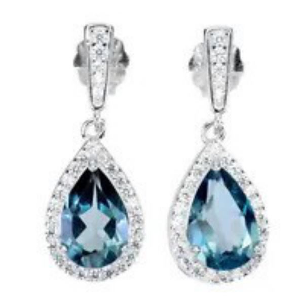 Natural London Blue Topaz Earrings